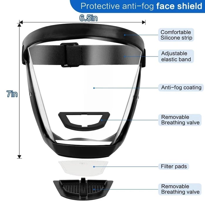 Full Face Protection Large Transparent Face Visor