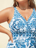 Flora™ | Two-Piece Swimsuit with Floral Pattern and Ruffled Mesh, Sarong