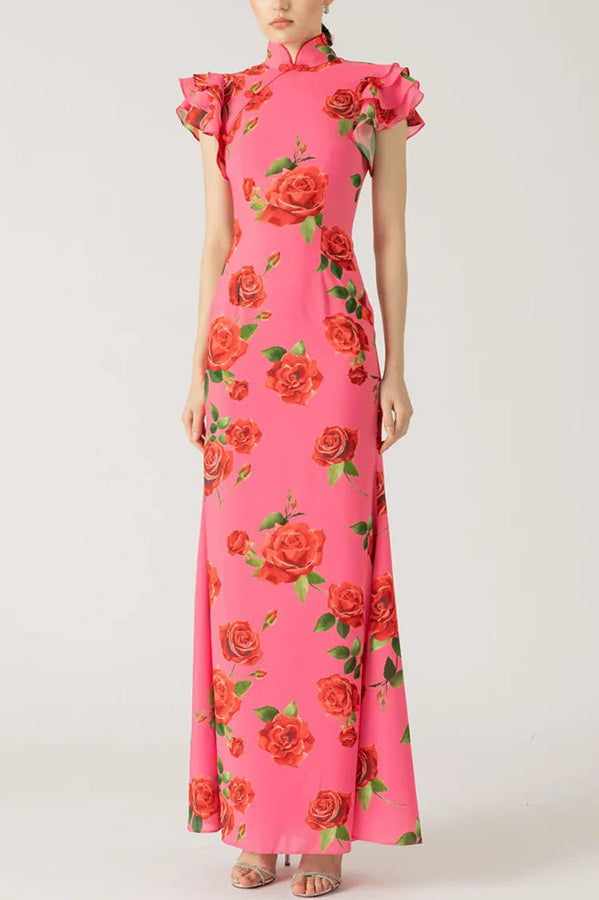 Lenia™ – Modern Dress with High Collar and Flared Sleeves