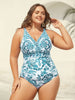 Flora™ | Two-Piece Swimsuit with Floral Pattern and Ruffled Mesh, Sarong