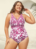 Flora™ | Two-Piece Swimsuit with Floral Pattern and Ruffled Mesh, Sarong