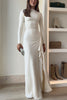 Blanc™ - Long Sleeve Draped Slit Maxi Party Dress