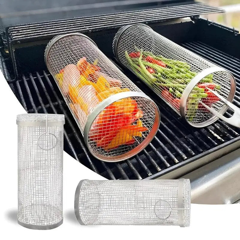 GrillTwist™ | Rotating Grill Basket for Effortless and Even Cooking