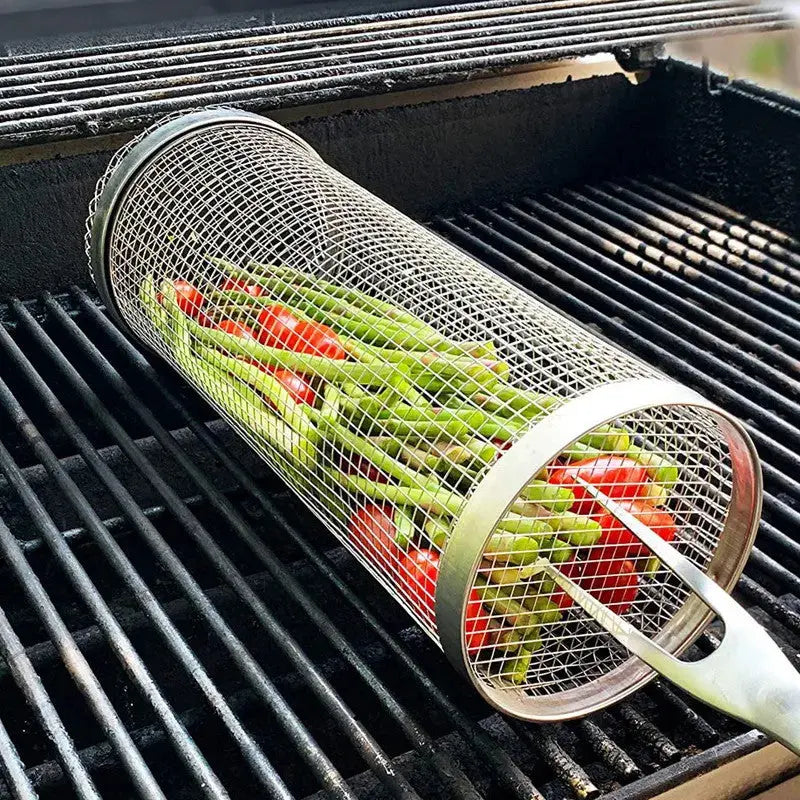 GrillTwist™ | Rotating Grill Basket for Effortless and Even Cooking