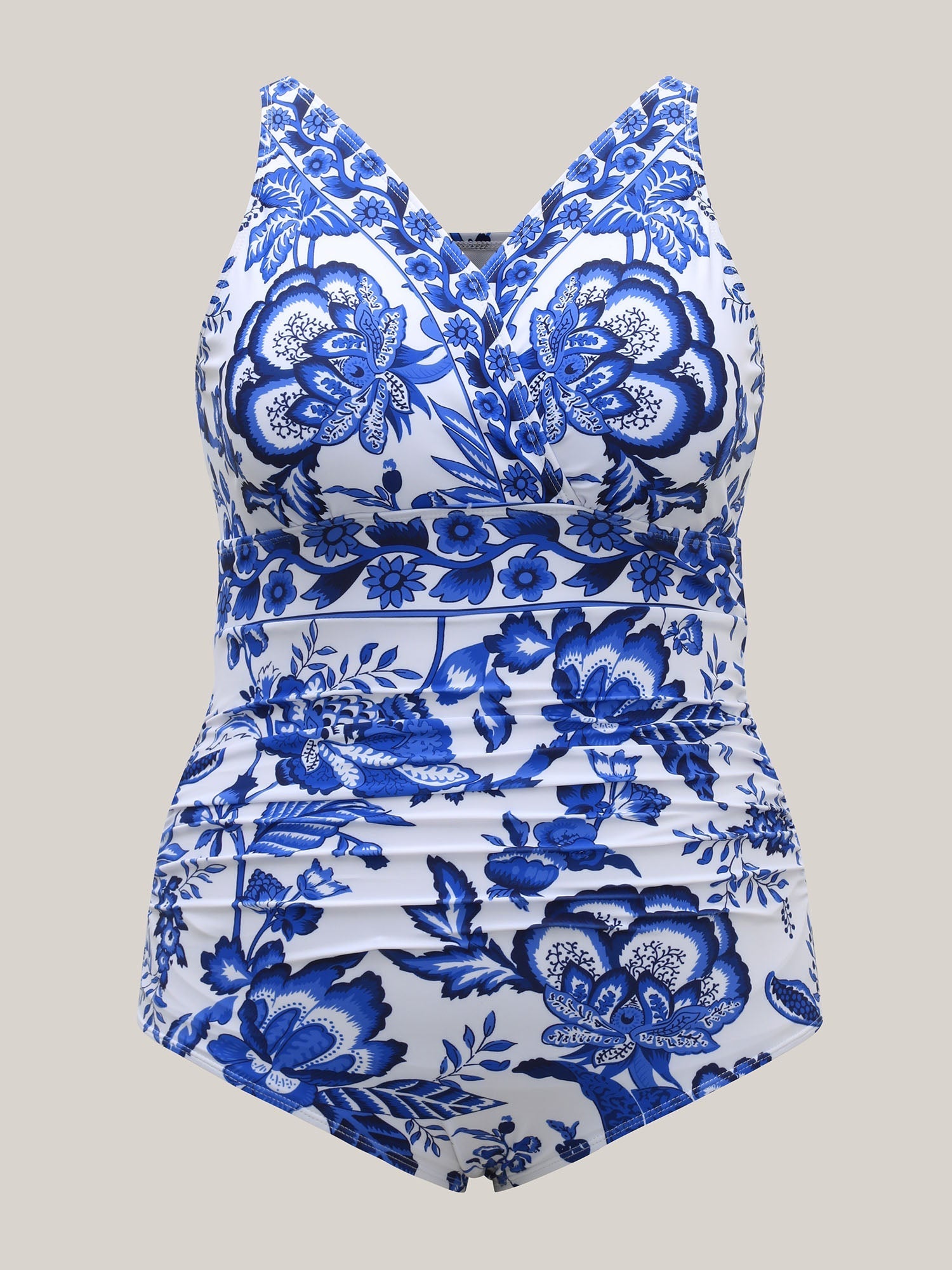 Flora™ | Two-Piece Swimsuit with Floral Pattern and Ruffled Mesh, Sarong