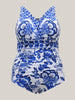 Flora™ | Two-Piece Swimsuit with Floral Pattern and Ruffled Mesh, Sarong