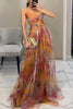 Giselle™ – Floral Maxi Dress with Cut-Out Waist and Tulle Skirt