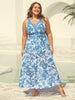Flora™ | Two-Piece Swimsuit with Floral Pattern and Ruffled Mesh, Sarong