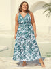 Flora™ | Two-Piece Swimsuit with Floral Pattern and Ruffled Mesh, Sarong