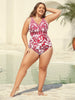 Flora™ | Two-Piece Swimsuit with Floral Pattern and Ruffled Mesh, Sarong