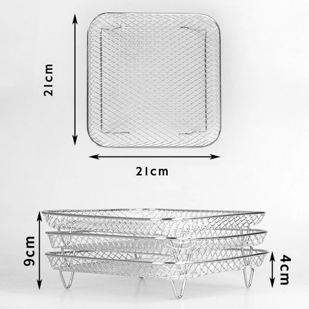 Multi-layered Baskets for Air Fryers with 2 Free Heat-Resistant Tongs