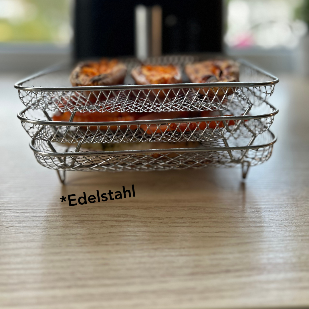 Multi-layered Baskets for Air Fryers with 2 Free Heat-Resistant Tongs