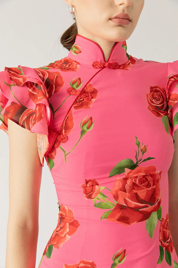 Lenia™ – Modern Dress with High Collar and Flared Sleeves