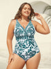 Flora™ | Two-Piece Swimsuit with Floral Pattern and Ruffled Mesh, Sarong