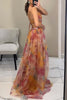 Giselle™ – Floral Maxi Dress with Cut-Out Waist and Tulle Skirt