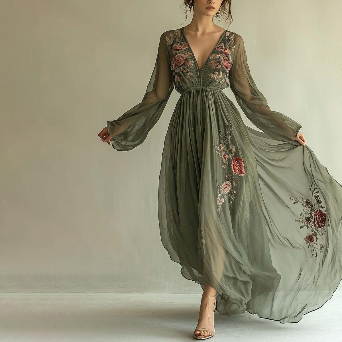 Shanti™ | Elegant Maxi Dress with Floral Print