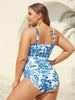 Flora™ | Two-Piece Swimsuit with Floral Pattern and Ruffled Mesh, Sarong
