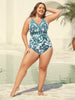Flora™ | Two-Piece Swimsuit with Floral Pattern and Ruffled Mesh, Sarong