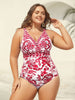 Flora™ | Two-Piece Swimsuit with Floral Pattern and Ruffled Mesh, Sarong