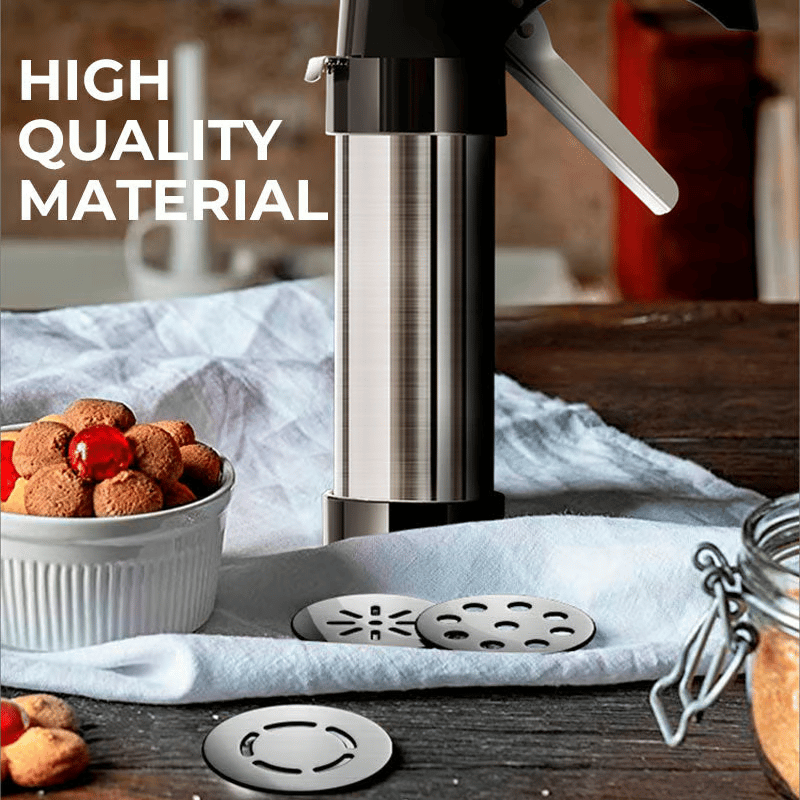 Cookie Press Set - Includes 16 Pattern Pieces, 8 Spouts, and Cleaning Brush