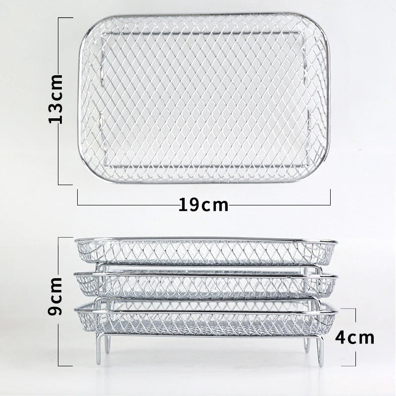 Multi-layered Baskets for Air Fryers with 2 Free Heat-Resistant Tongs