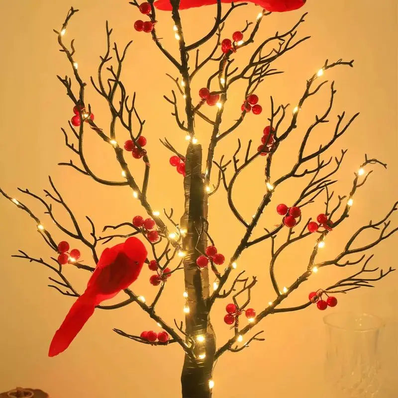 Vintage light tree with cardinals — Brings warm atmosphere to your home