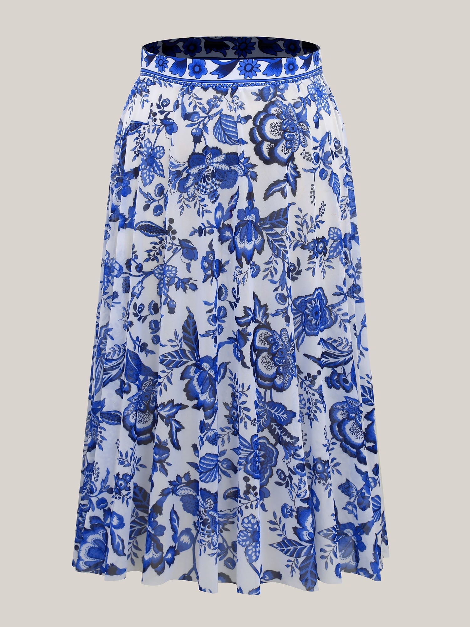Flora™ | Two-Piece Swimsuit with Floral Pattern and Ruffled Mesh, Sarong