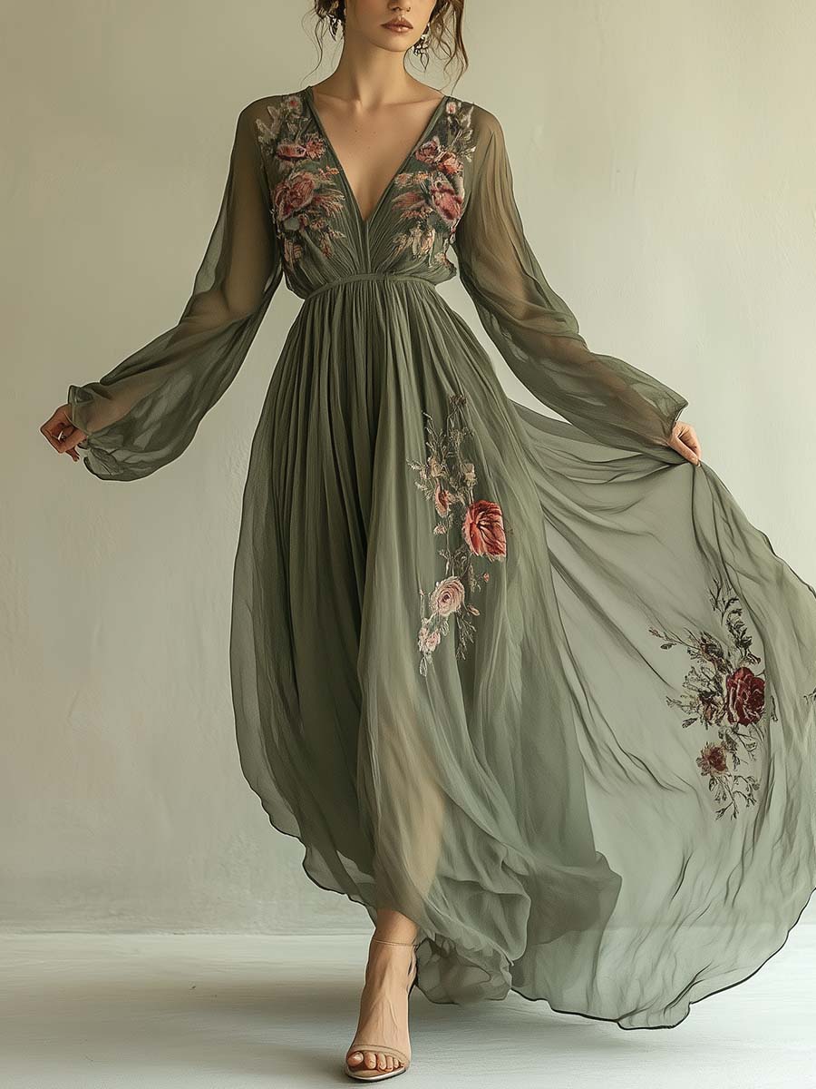 Shanti™ | Elegant Maxi Dress with Floral Print