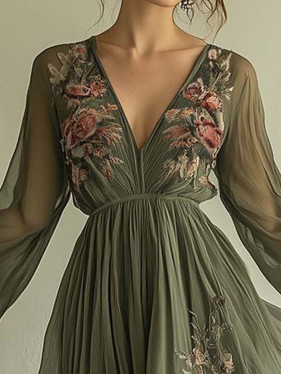 Shanti™ | Elegant Maxi Dress with Floral Print
