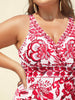 Flora™ | Two-Piece Swimsuit with Floral Pattern and Ruffled Mesh, Sarong