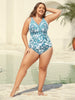 Flora™ | Two-Piece Swimsuit with Floral Pattern and Ruffled Mesh, Sarong
