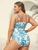 Flora™ | Two-Piece Swimsuit with Floral Pattern and Ruffled Mesh, Sarong