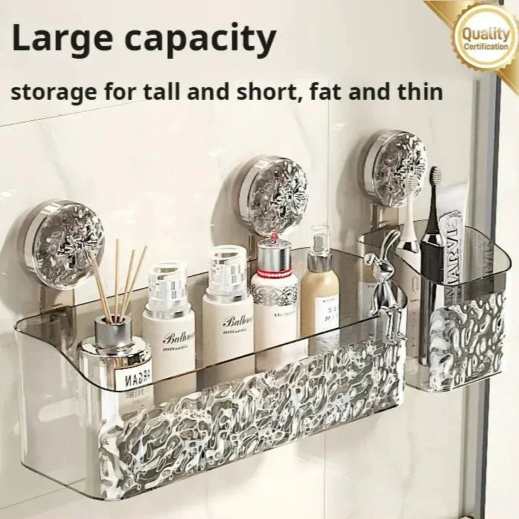 Practical Cordless Wall Shelf for the Bathroom