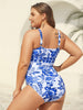 Flora™ | Two-Piece Swimsuit with Floral Pattern and Ruffled Mesh, Sarong