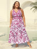Flora™ | Two-Piece Swimsuit with Floral Pattern and Ruffled Mesh, Sarong