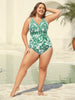 Flora™ | Two-Piece Swimsuit with Floral Pattern and Ruffled Mesh, Sarong