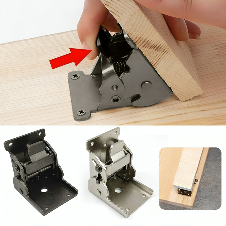 90-Degree Self-Locking Foldable Furniture Fittings made of Steel (x2)