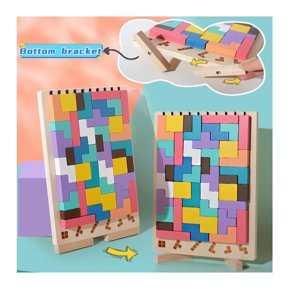 Wooden stacking game - promotes logic, concentration, and fine motor skills in children
