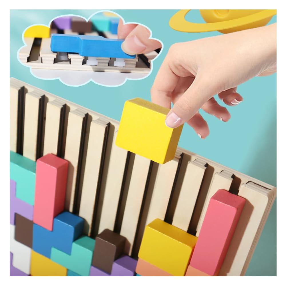 Wooden stacking game - promotes logic, concentration, and fine motor skills in children
