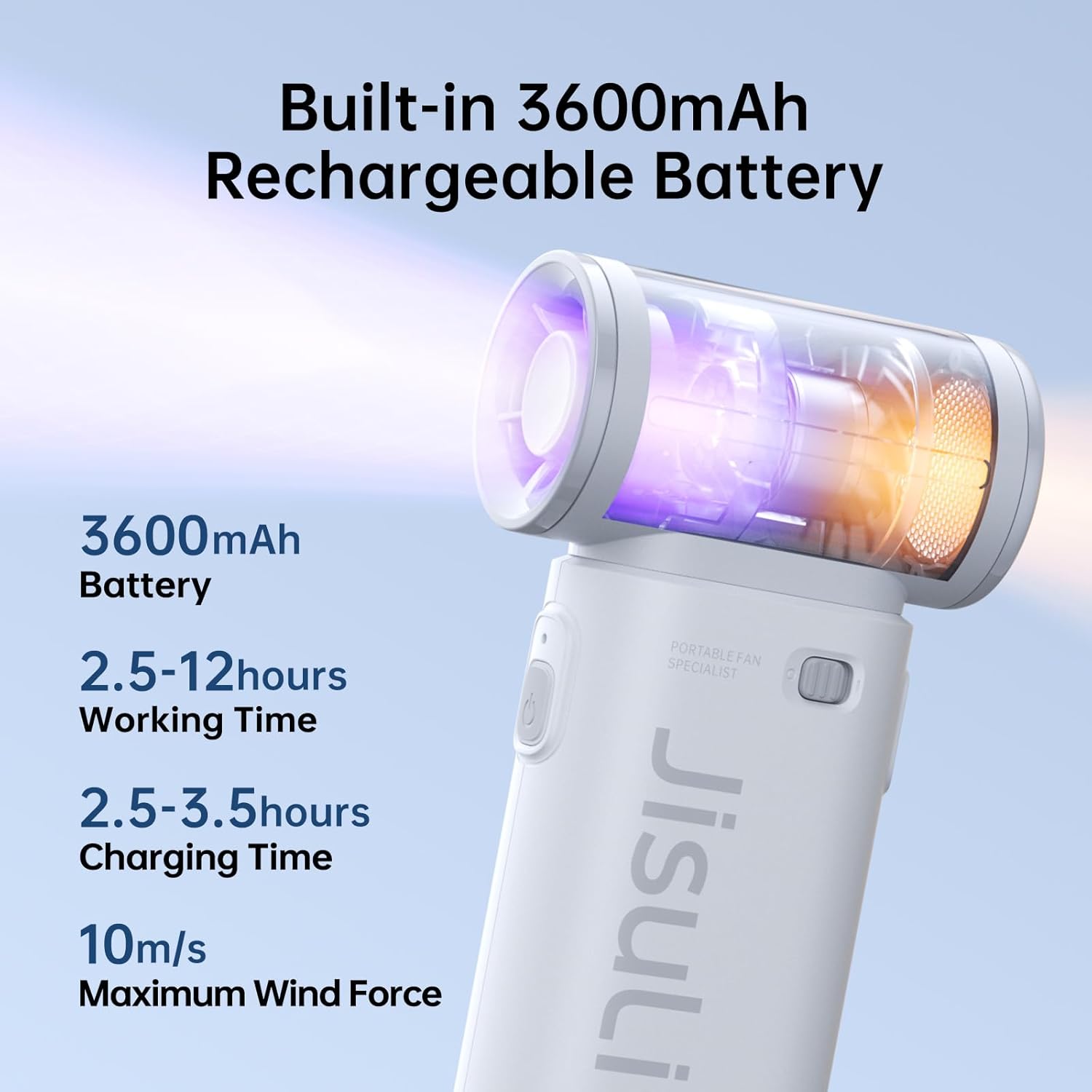 JISULIFE TurboBlitz™ | Handheld Fan – Compact, Powerful & 18h Battery Life