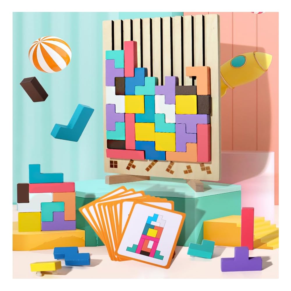 Wooden stacking game - promotes logic, concentration, and fine motor skills in children