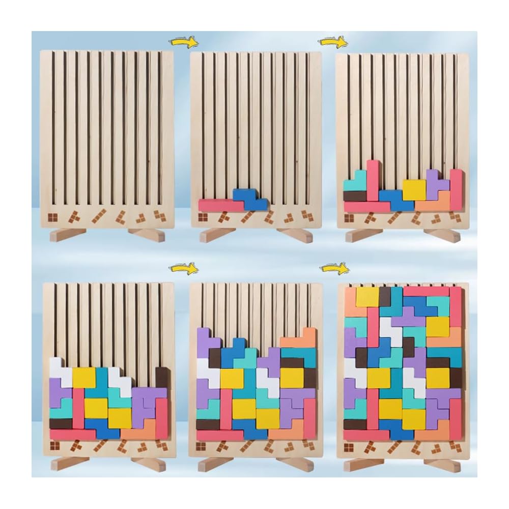 Wooden stacking game - promotes logic, concentration, and fine motor skills in children