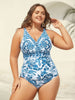 Flora™ | Two-Piece Swimsuit with Floral Pattern and Ruffled Mesh, Sarong