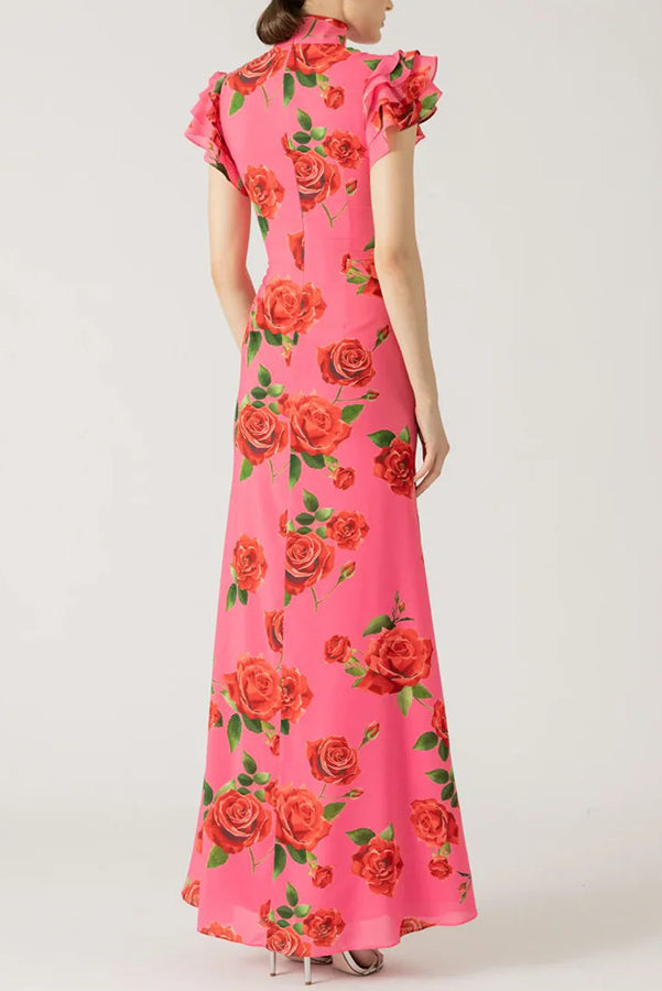 Lenia™ – Modern Dress with High Collar and Flared Sleeves