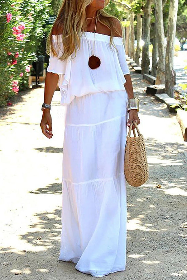 Seaside™ – Casual Off-Shoulder Maxi Dress for the Beach