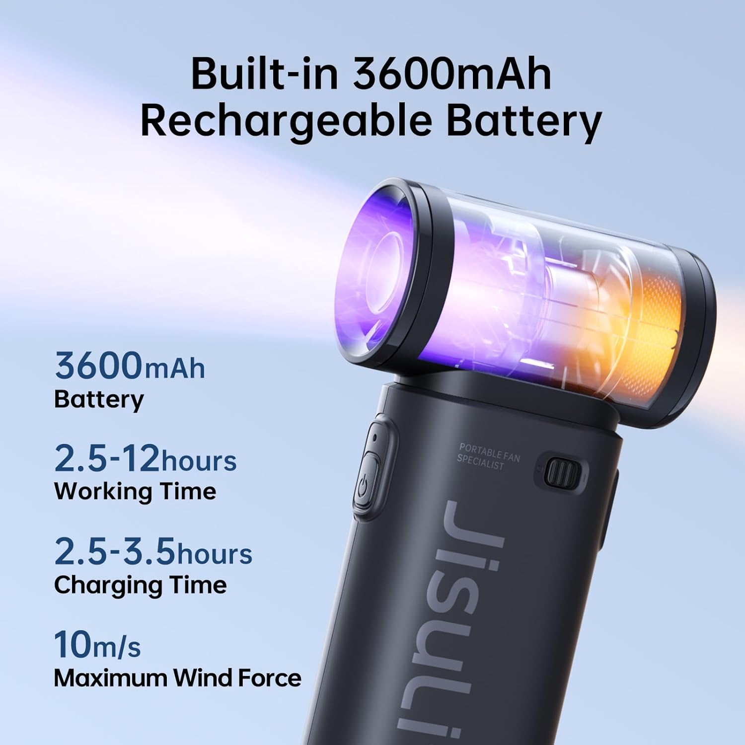JISULIFE TurboBlitz™ | Handheld Fan – Compact, Powerful & 18h Battery Life