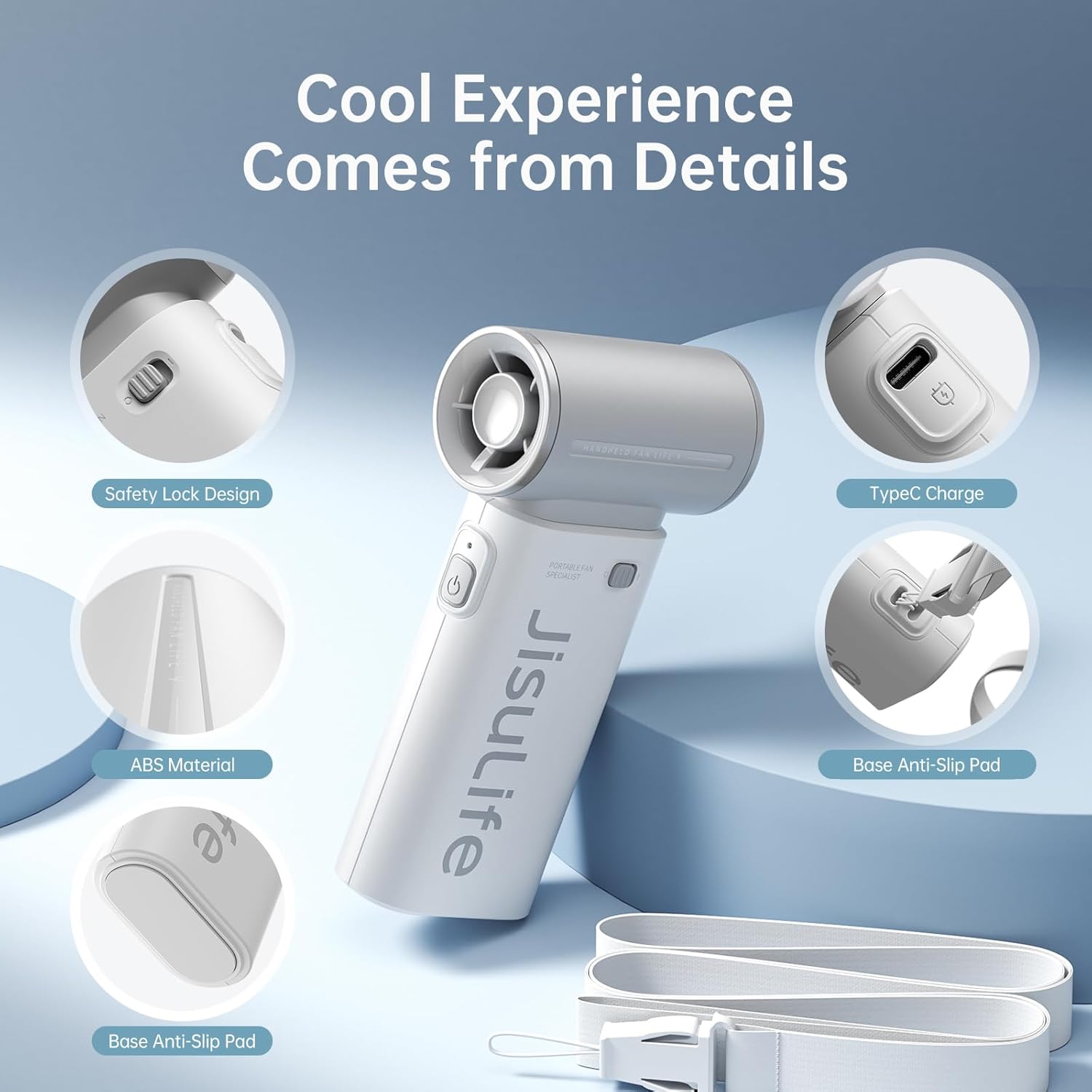 JISULIFE TurboBlitz™ | Handheld Fan – Compact, Powerful & 18h Battery Life