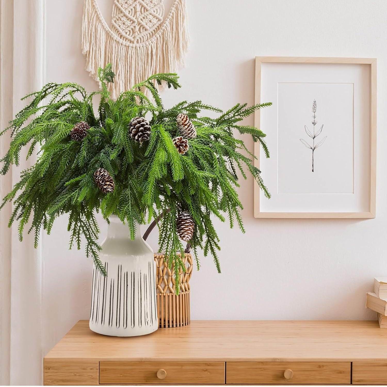 Natural Christmas Greenery Norfolk Pine Branch