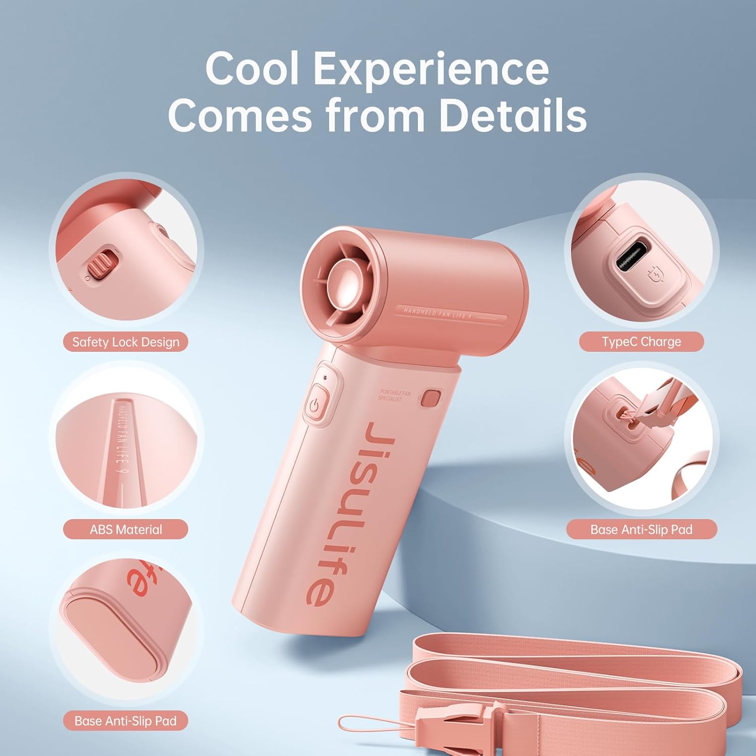 JISULIFE TurboBlitz™ | Handheld Fan – Compact, Powerful & 18h Battery Life