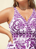 Flora™ | Two-Piece Swimsuit with Floral Pattern and Ruffled Mesh, Sarong